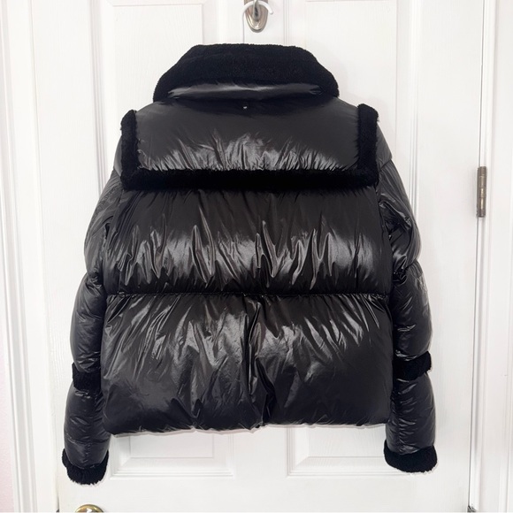 Mackage Montreal Miya black puffer jacket Shearling trim collar Small - Picture 9 of 16
